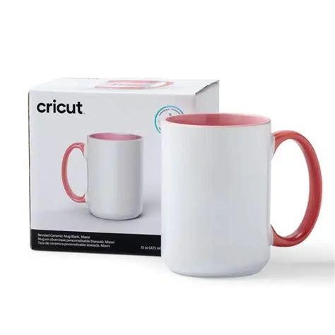 2009397 - Cricut 440ml Beveled Ceramic Mug Blank Miami 1pc; 1 Infusible Ink™ compatible* mug blank 15 oz / 425 ml; Bold pop of color; Smooth, straight pressing area for flawless transfers; Dishwasher & microwave safe; For use with Cricut Mug Press™ & Infusible Ink products (sold separately); Includes 1 ready-to-gift box for any occasion